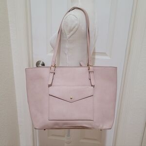 Madison West Pink Vegan Leather Large Tote Bag